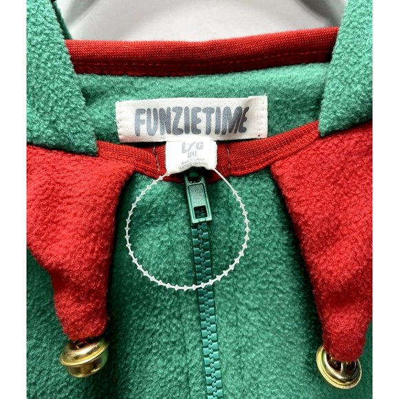 Elf Costume Funzietime Kids Sleep One piece Pj-Elf Warm Dress Up Size 14 Large - Picture 8 of 14